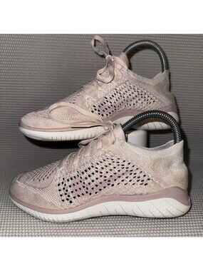 Nike Free RN Flyknit Running Pink White Athletic Shoes Sneakers Women’s Size 6
